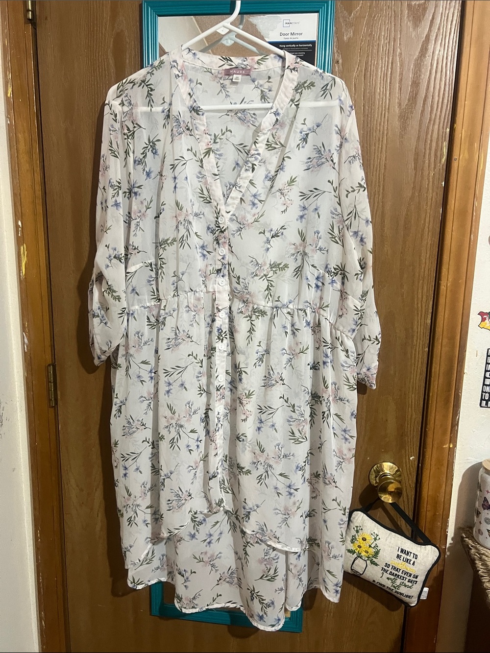 Mauve Floral Sheer Blouse in Ivory, Lavender and Olive